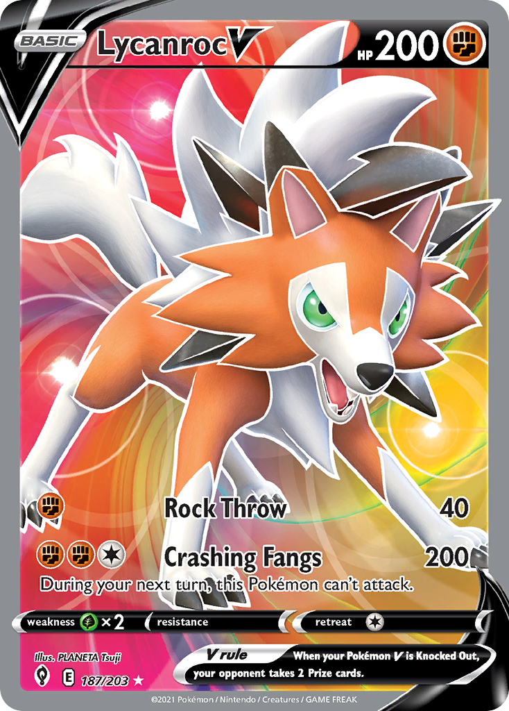 Lycanroc V - Evolving Skies - #187 - Pokemon TCG card