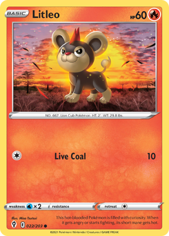 Litleo #22 Litleo - Evolving Skies - #22 - Pokemon TCG card
