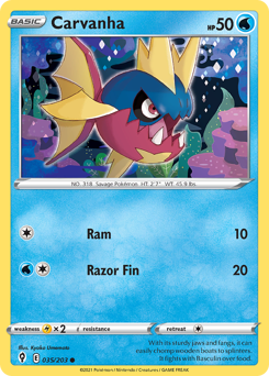 Carvanha - Evolving Skies - #35 - Pokemon TCG card