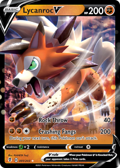 Lycanroc V #91 Lycanroc V - Evolving Skies - #91 - Pokemon TCG card