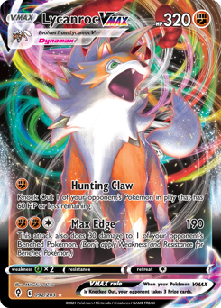 Lycanroc VMAX #92 Lycanroc VMAX - Evolving Skies - #92 - Pokemon TCG card