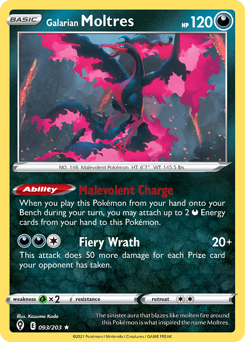 Galarian Moltres - Evolving Skies - #93 - Pokemon TCG card