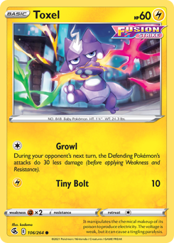 Toxel #106 Toxel - Fusion Strike - #106 - Pokemon TCG card