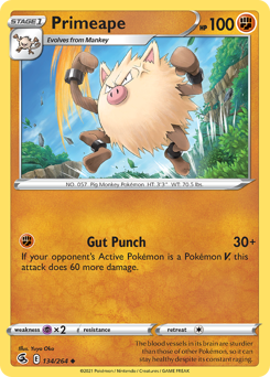 Primeape - Fusion Strike - #134 - Pokemon TCG card