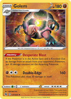 Golem #137 Golem - Fusion Strike - #137 - Pokemon TCG card