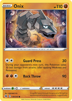 Onix #138 Onix - Fusion Strike - #138 - Pokemon TCG card