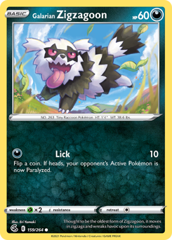 Galarian Zigzagoon #159 Galarian Zigzagoon - Fusion Strike - #159 - Pokemon TCG card