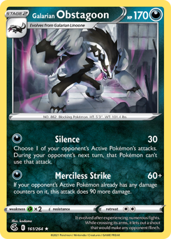 Galarian Obstagoon #161 Galarian Obstagoon - Fusion Strike - #161 - Pokemon TCG card