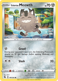 Galarian Meowth #180 Galarian Meowth - Fusion Strike - #180 - Pokemon TCG card