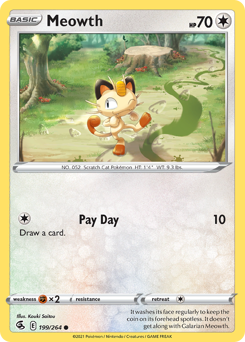 Meowth #199 Meowth - Fusion Strike - #199 - Pokemon TCG card