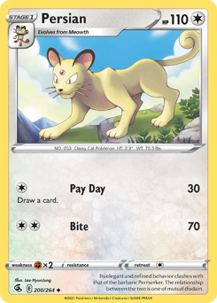 Persian #200 Persian - Fusion Strike - #200 - Pokemon TCG card