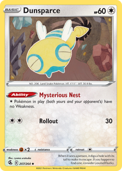 Dunsparce #207 Dunsparce - Fusion Strike - #207 - Pokemon TCG card