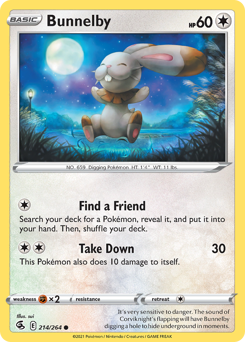 Bunnelby #214 Bunnelby - Fusion Strike - #214 - Pokemon TCG card