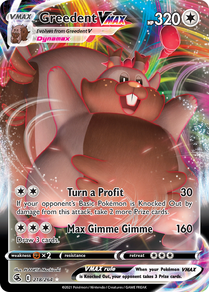 Greedent VMAX - Fusion Strike - #218 - Pokemon TCG card