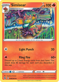 Simisear #38 Simisear - Fusion Strike - #38 - Pokemon TCG card