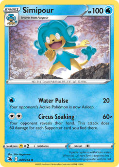 Simipour #69 Simipour - Fusion Strike - #69 - Pokemon TCG card