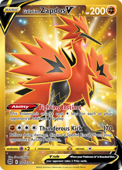 Galarian Zapdos V #182 Galarian Zapdos V - Brilliant Stars - #182 - Pokemon TCG card