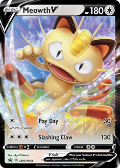 Meowth V #SWSH004 Meowth V - SWSH Black Star Promos - #SWSH004 - Pokemon TCG card