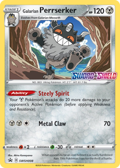 Galarian Perrserker #SWSH008 Galarian Perrserker - SWSH Black Star Promos - #SWSH008 - Pokemon TCG card