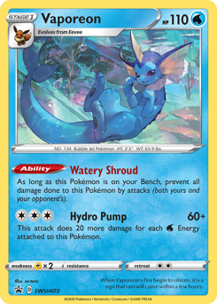 Vaporeon #SWSH072 Vaporeon - SWSH Black Star Promos - #SWSH072 - Pokemon TCG card