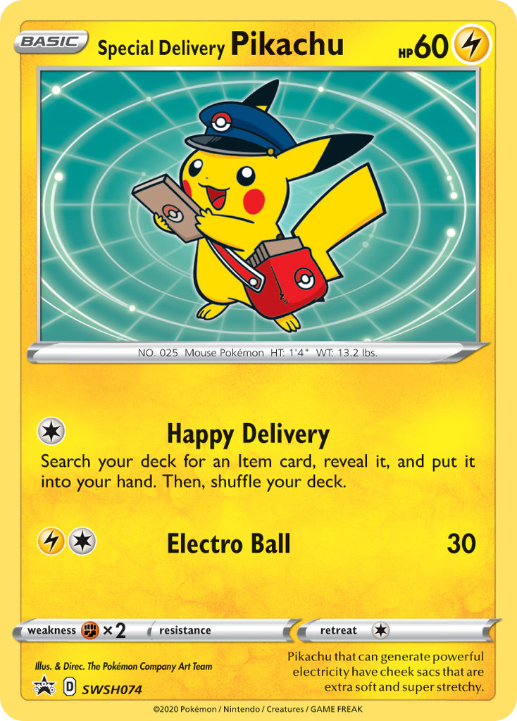 Special Delivery Pikachu - SWSH Black Star Promos - #SWSH074 - Pokemon TCG card