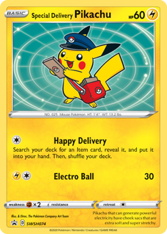 Special Delivery Pikachu #SWSH074 Special Delivery Pikachu - SWSH Black Star Promos - #SWSH074 - Pokemon TCG card