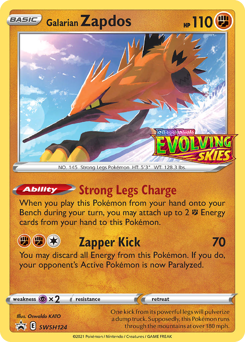 Galarian Zapdos #SWSH124 Galarian Zapdos - SWSH Black Star Promos - #SWSH124 - Pokemon TCG card