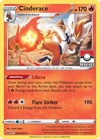 Cinderace - 034/202 (Pokemon League) #034 Cinderace - 034/202 (Pokemon League) - League & Championship Cards - #034 - Pokemon TCG card
