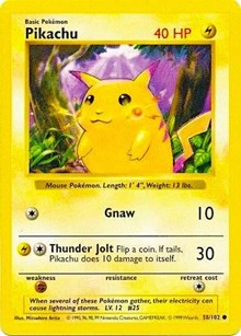 Pikachu (Red Cheeks) - Base Set (Shadowless) - #058 - Pokemon TCG card