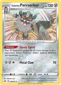 Galarian Perrserker 128/202 (SWSH Base Set) #128 Galarian Perrserker 128/202 (SWSH Base Set) - Deck Exclusives - #128 - Pokemon TCG card