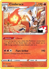 Cinderace #034 Cinderace - Prize Pack Series Cards - #034 - Pokemon TCG card