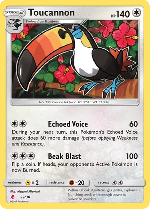 Toucannon #22 Toucannon - Sun & Moon Trainer Kit Lycanroc - #22 - Pokemon TCG card