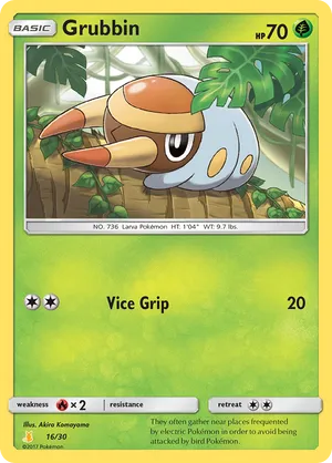 Grubbin #16 Grubbin - Sun & Moon Trainer Kit Alolan Raichu - #16 - Pokemon TCG card