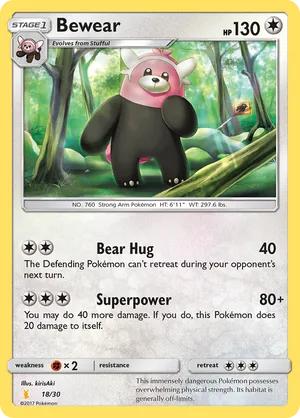 Bewear #18 Bewear - Sun & Moon Trainer Kit Alolan Raichu - #18 - Pokemon TCG card