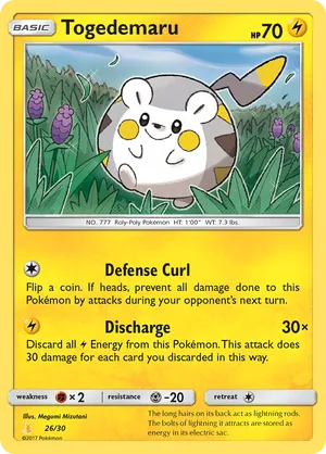 Togedemaru - Sun & Moon Trainer Kit Alolan Raichu - #26 - Pokemon TCG card