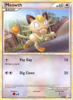 Meowth #12 Meowth - HGSS Trainer Kit Raichu - #12 - Pokemon TCG card
