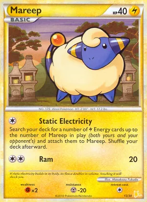 Mareep #13 Mareep - HGSS Trainer Kit Raichu - #13 - Pokemon TCG card