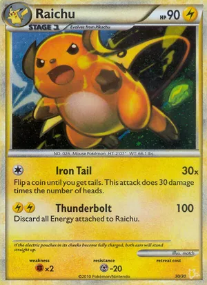 Raichu #30 Raichu - HGSS Trainer Kit Raichu - #30 - Pokemon TCG card