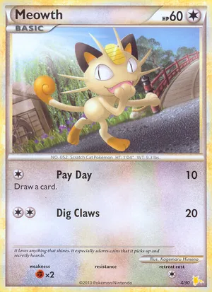 Meowth #4 Meowth - HGSS Trainer Kit Raichu - #4 - Pokemon TCG card
