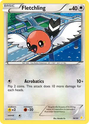 Fletchling #16 Fletchling - XY Trainer Kit Pikachu Libre - #16 - Pokemon TCG card
