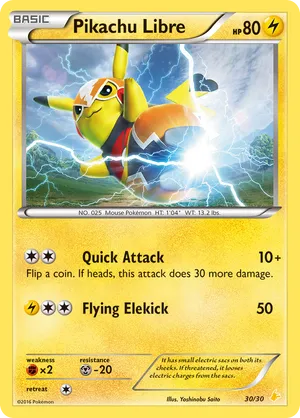 Pikachu Libre #30 Pikachu Libre - XY Trainer Kit Pikachu Libre - #30 - Pokemon TCG card
