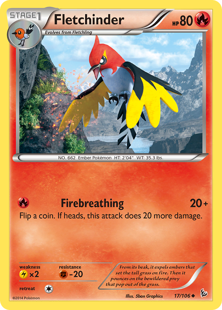Fletchinder - Flashfire - #17 - Pokemon TCG card