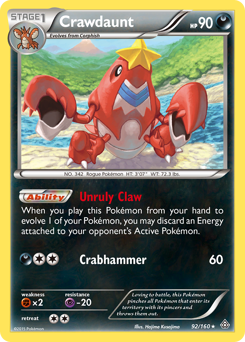 Crawdaunt #92 Crawdaunt - Primal Clash - #92 - Pokemon TCG card