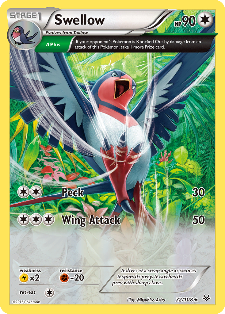Swellow - Roaring Skies - #72 - Pokemon TCG card