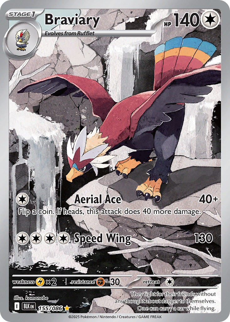 Braviary - Black Bolt - #155 - Pokemon TCG card
