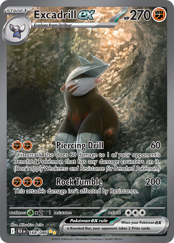 Excadrill ex - Black Bolt - #168 - Pokemon TCG card