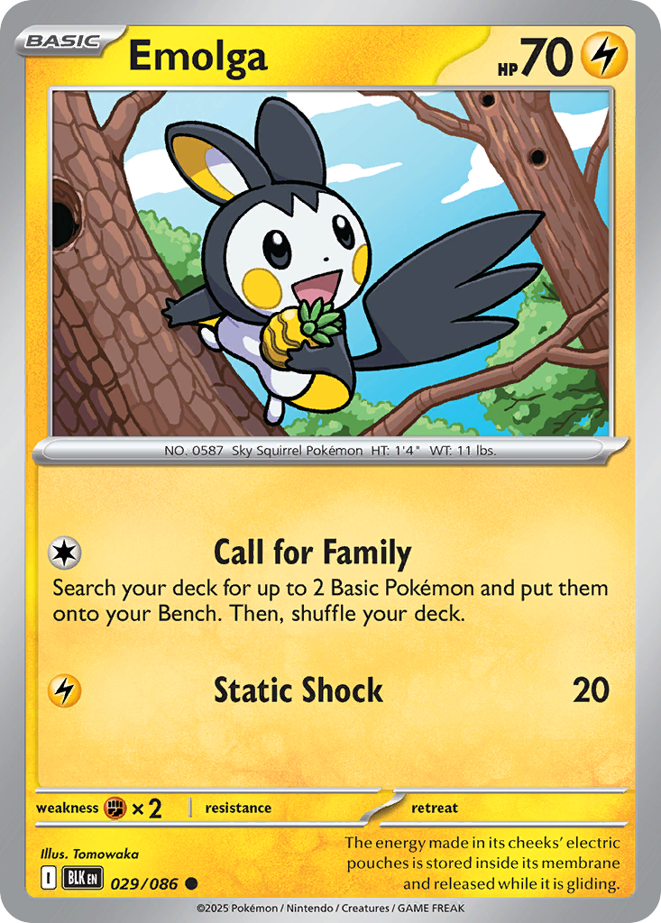 Emolga - Black Bolt - #29 - Pokemon TCG card