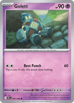 Golett - Black Bolt - #42 - Pokemon TCG card