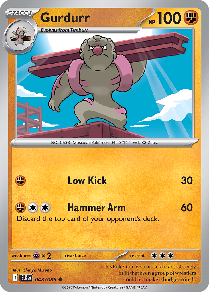 Gurdurr - Black Bolt - #48 - Pokemon TCG card