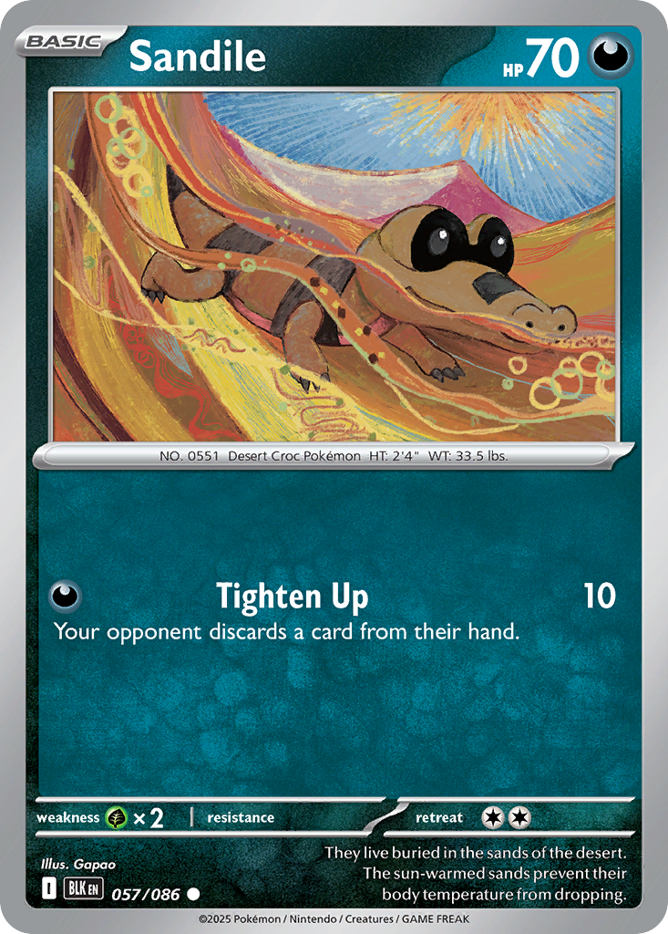 Sandile - Black Bolt - #57 - Pokemon TCG card
